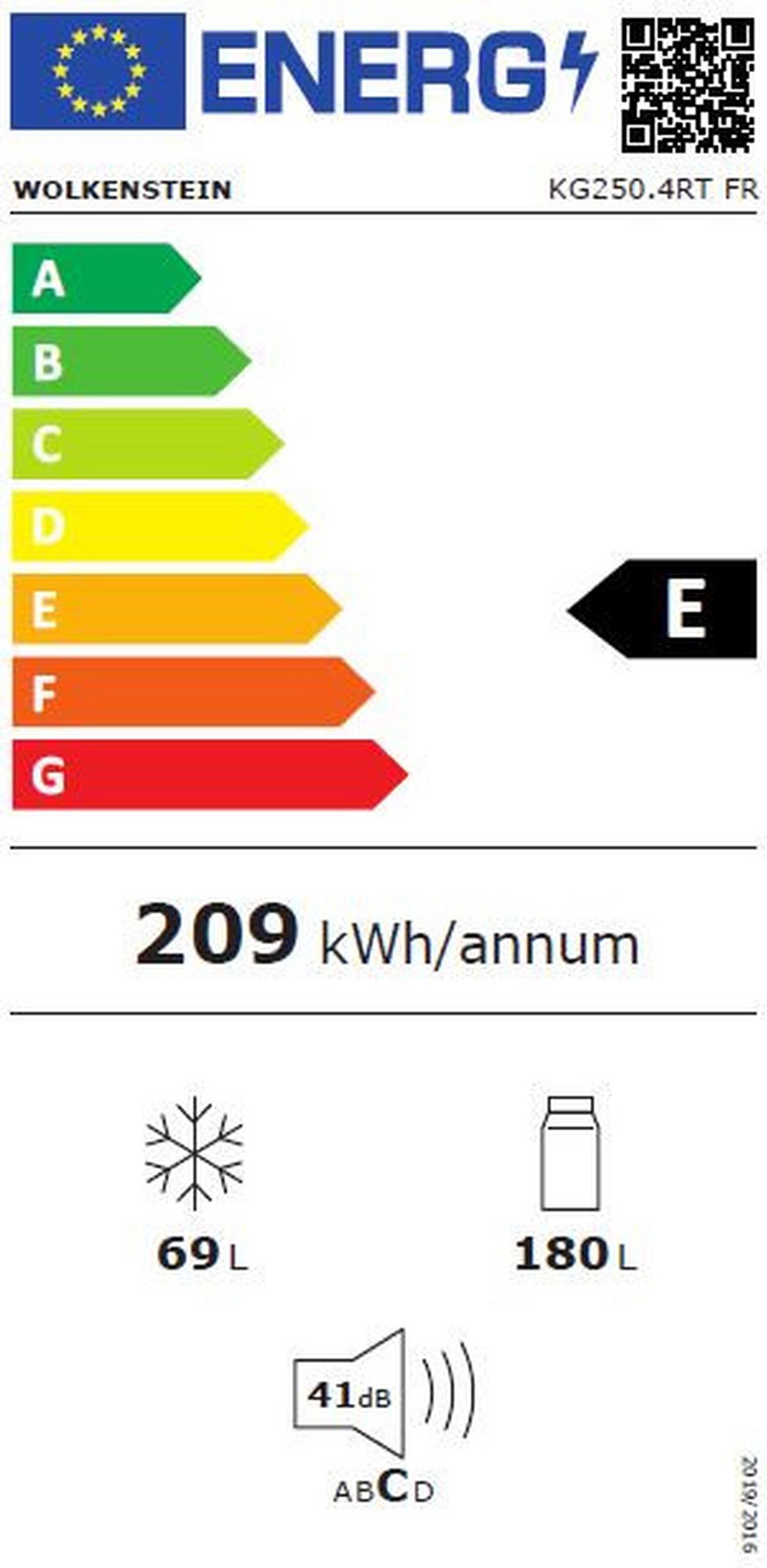 Kühl-gefrierkombination Kg250.4rt Fr 180+69 L Rot - Rot, Basics, Kunststoff/Metall (54,60/177,50/62,60cm) - Wolkenstein