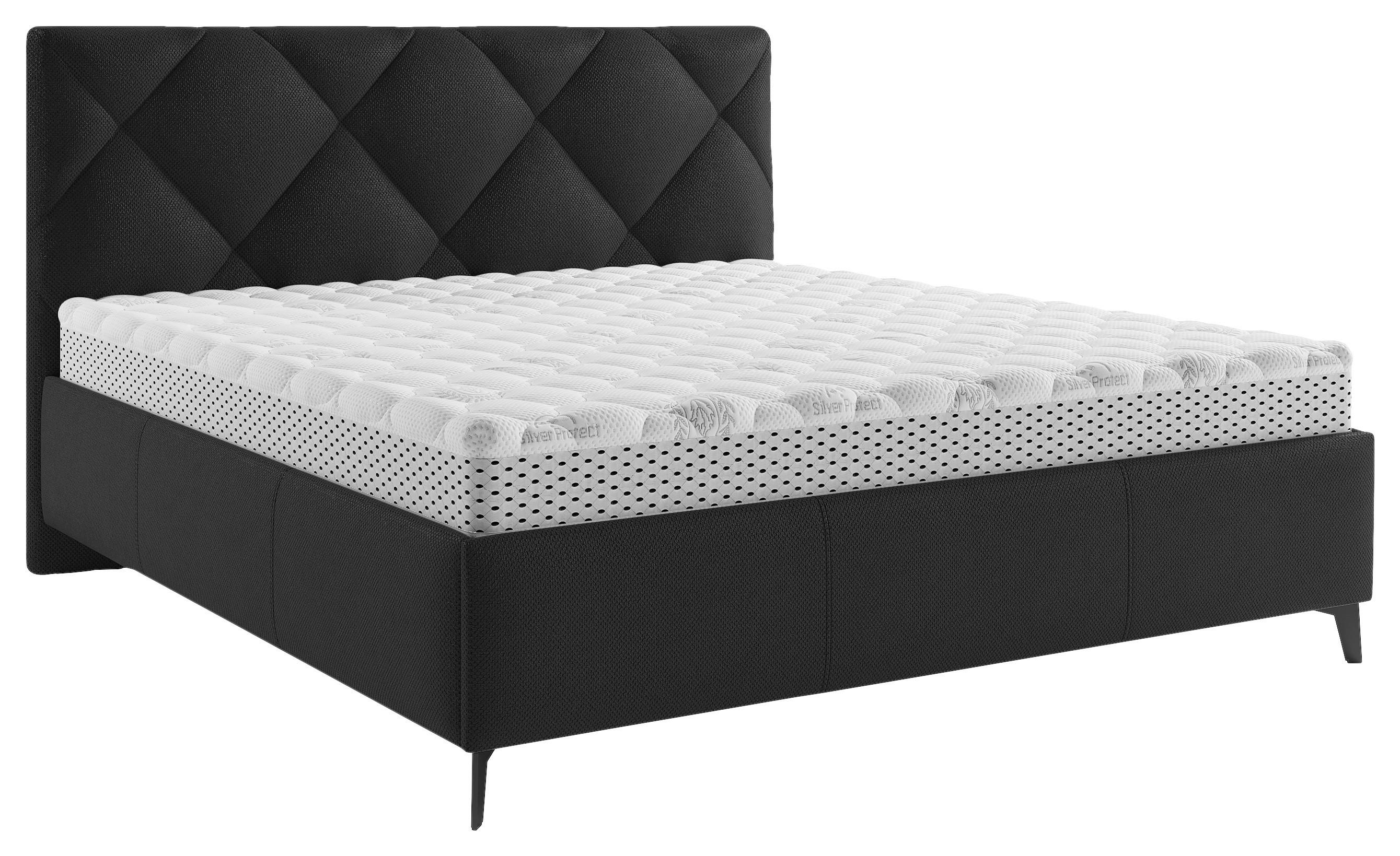 Čalúnená posteľ BIANCO 180x200, čierna - čierna/bronzová, Modern, kov/drevo (180/200cm)