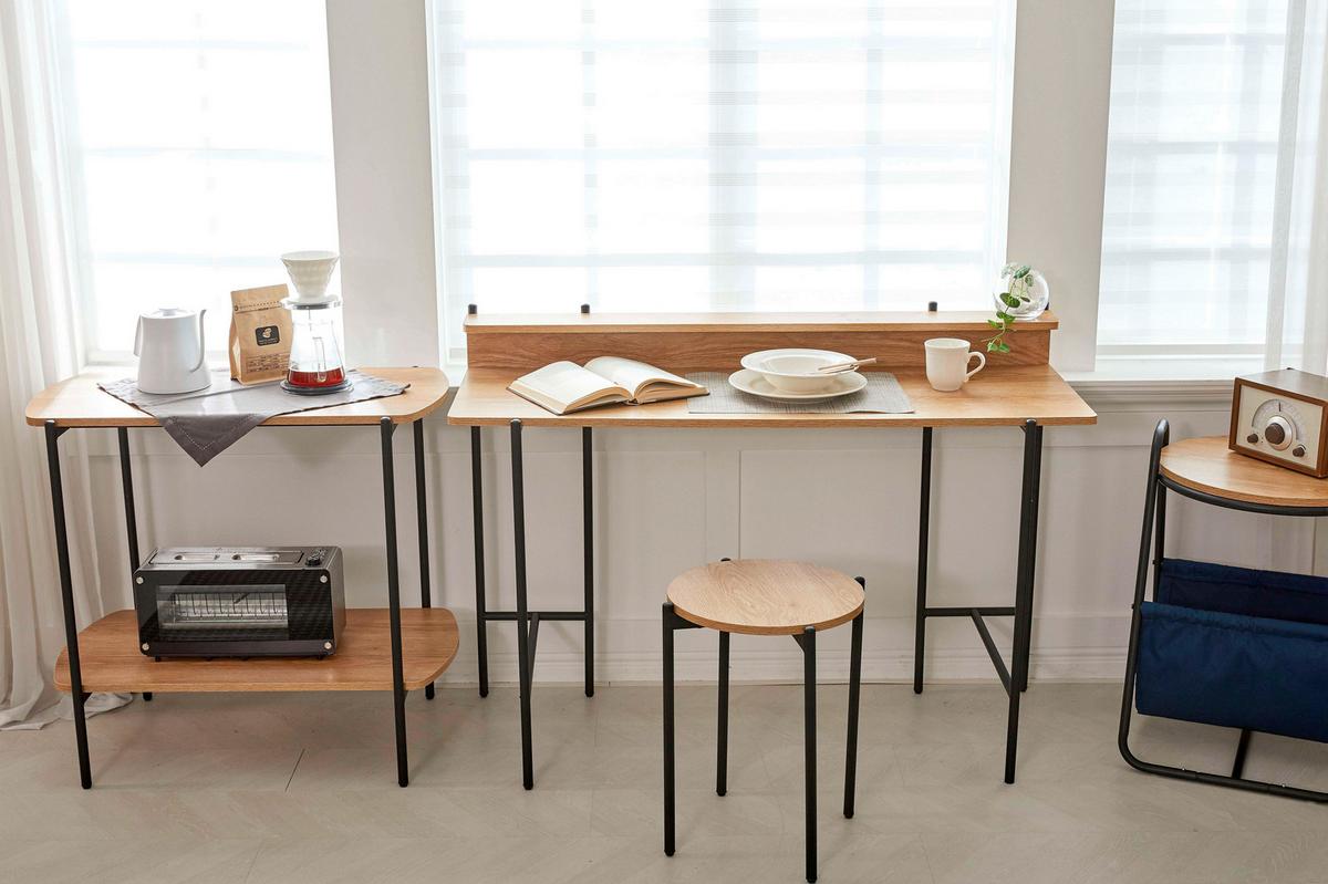 Schreibtisch Naturfarben, Schwarz L: 120cm - Schwarz/Naturfarben, Design, Holzwerkstoff/Metall (120/46/85,5cm) - Livetastic