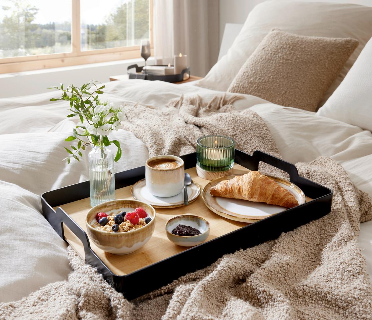 Servírovací podnos BETTY ECKIG - čierna, Modern, plast/prírodné materiály (49/7/34cm) - Mömax