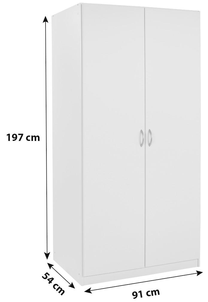 Drehtürenschrank 91cm Karo, Alpinweiß - Weiß, KONVENTIONELL, Holz/Holzwerkstoff (91/197/54cm)