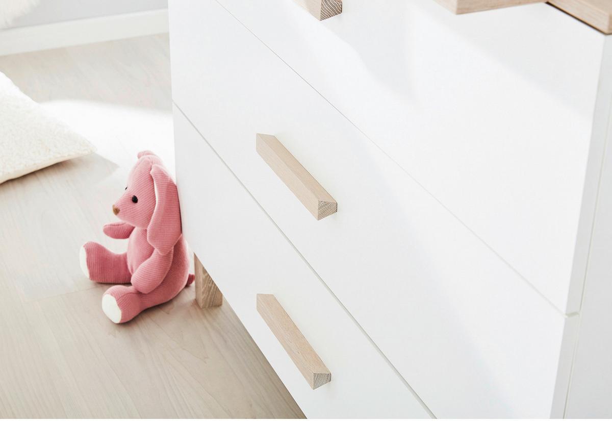 Babyzimmer 2-teilig. weiß/Natur - Eichefarben/Weiß, Basics, Holzwerkstoff - Pinolino