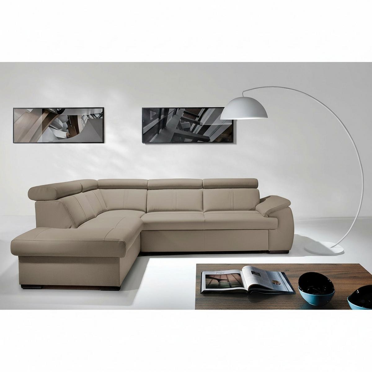 Ecksofa City Hellgrau S: 211x265 cm - Wengefarben/Hellgrau, Design, Leder (211/265cm) - Livetastic