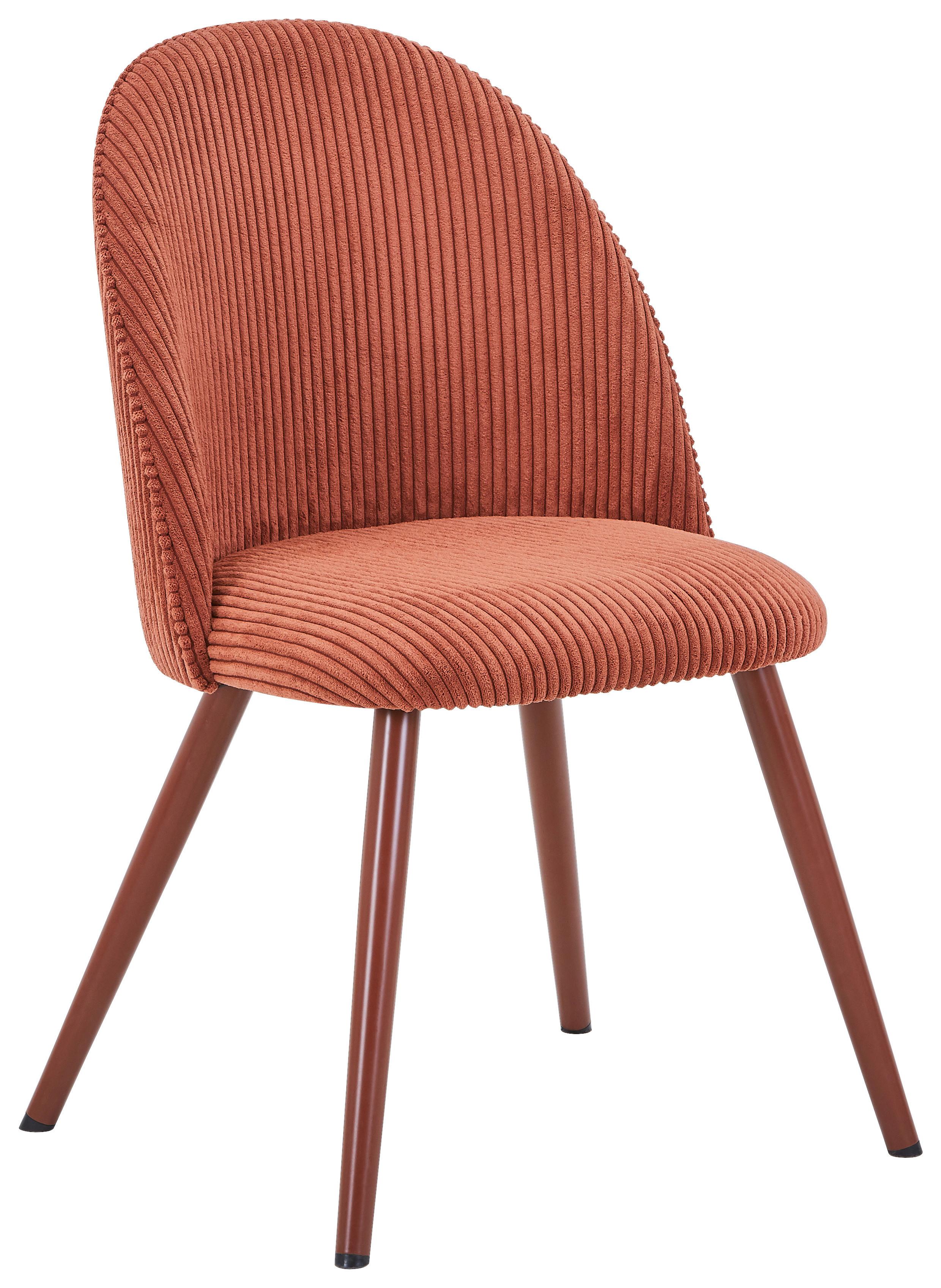 Vierfußstuhl Wando Cord Rotbraun Gepolstert - Rotbraun, Trend, Textil/Metall (53/84/54cm)