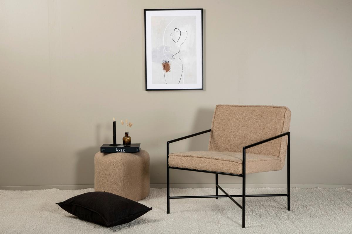 Sessel Rakel - Beige/Schwarz, Design, Textil/Metall (66/78/65cm) - Livetastic