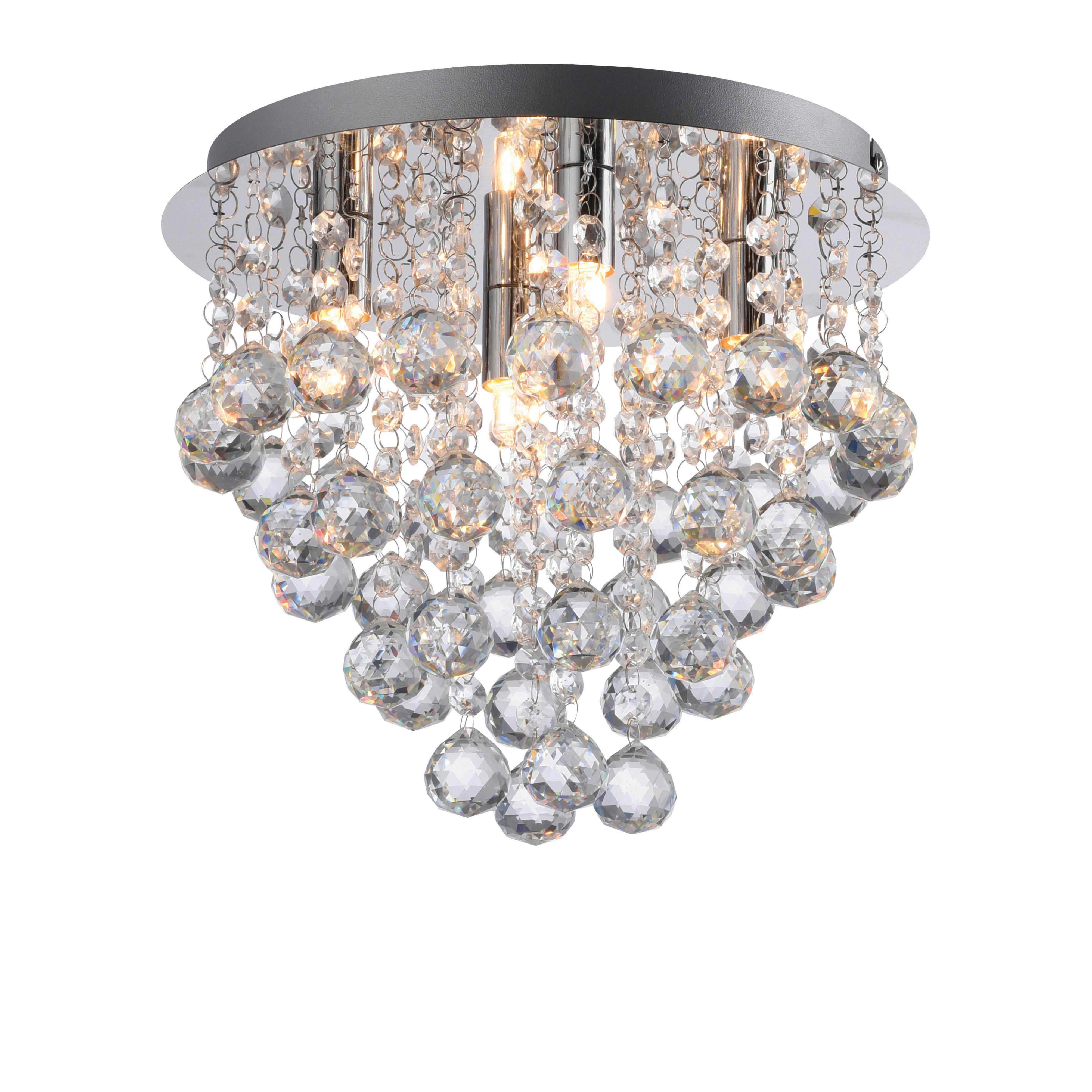 Kronleuchter, G9 20w 15063-17 - Chromfarben, ROMANTIK / LANDHAUS, Glas/Kunststoff (28/28/25cm)