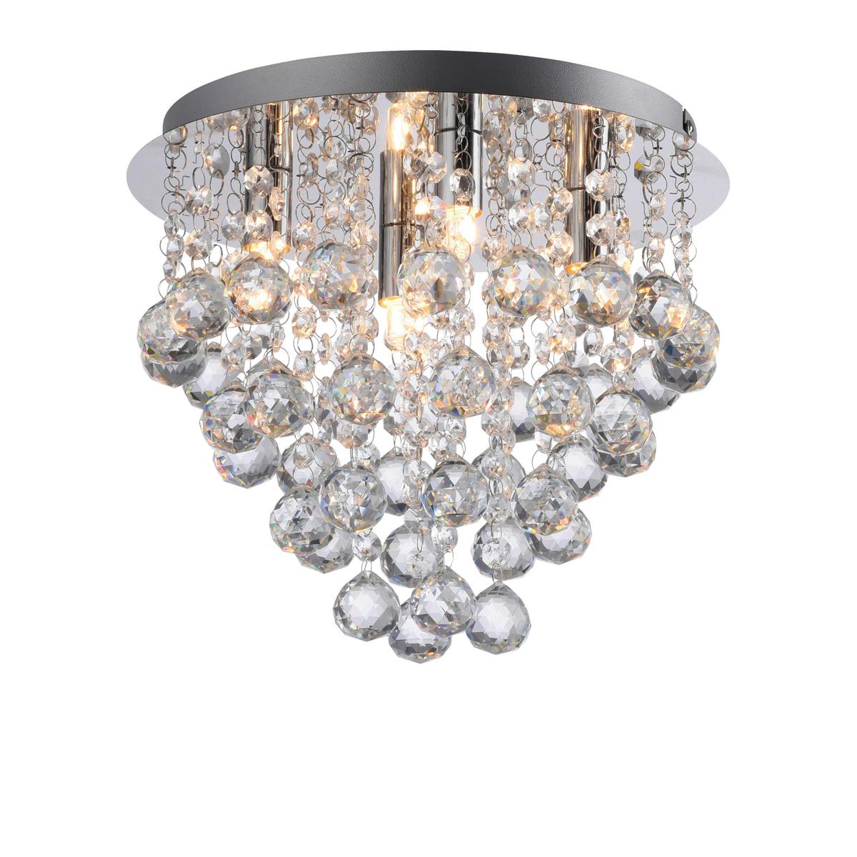 Kronleuchter, G9 20w 15063-17 - Chromfarben, ROMANTIK / LANDHAUS, Glas/Kunststoff (28/28/25cm)