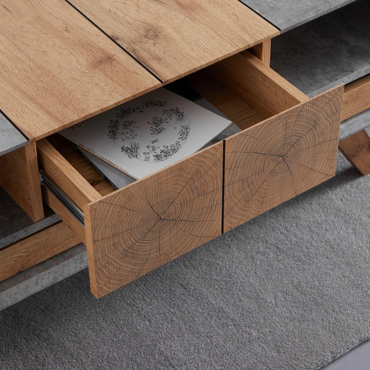 Konferenční stolek CASPER - šedá/barvy dubu, Moderní, dřevo (120/60/42cm) - Modern Living