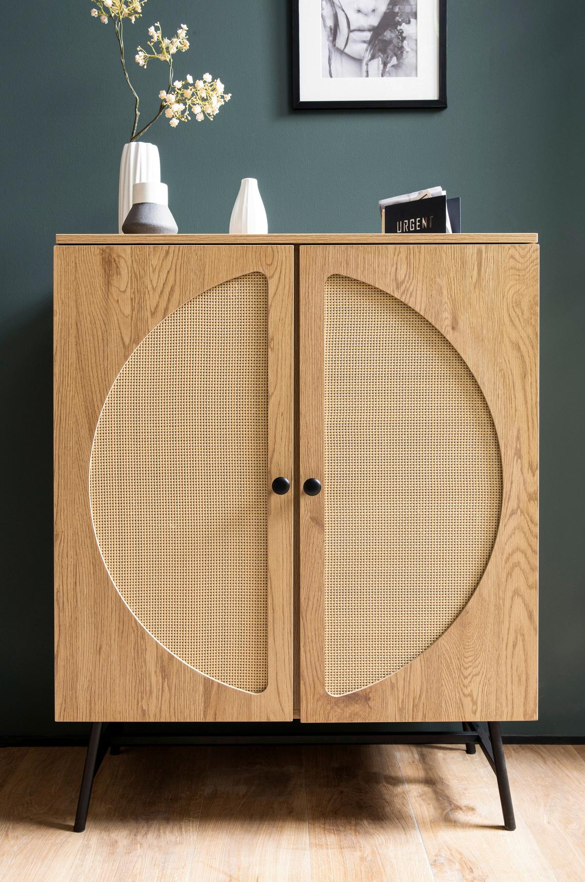 Sideboard Eichefarben Dekor B: 80 cm - Eichefarben/Schwarz, Design, Holzwerkstoff (80/103/39cm) - MID.YOU
