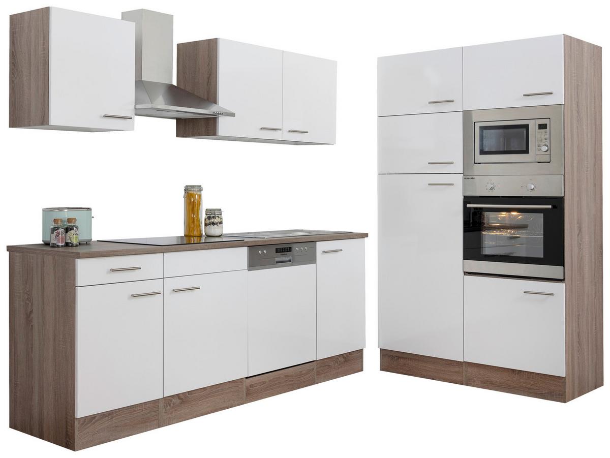 Küchenzeile mit Geräten B: 340 cm Eiche Dekor/Weiß - Eichefarben/Weiß, Design, Holzwerkstoff (340cm) - Respekta