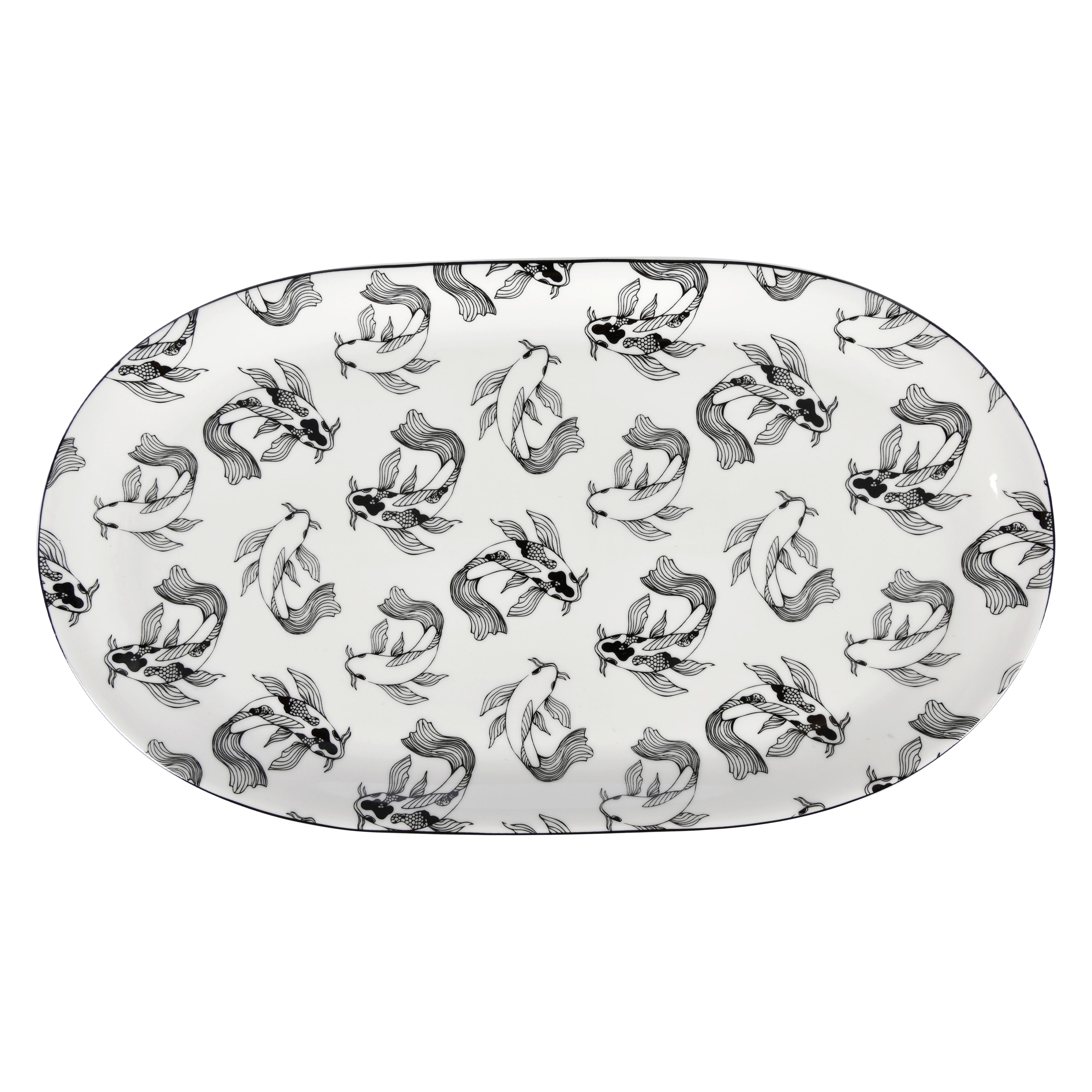 Servírovací podnos Shiva, Ø: 37,5cm - bílá/černá, Lifestyle, keramika (37,5cm) - Premium Living