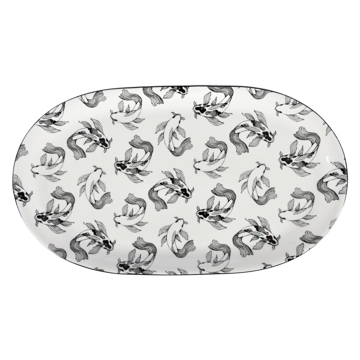 Servírovací podnos Shiva, Ø: 37,5cm - bílá/černá, Lifestyle, keramika (37,5cm) - Premium Living