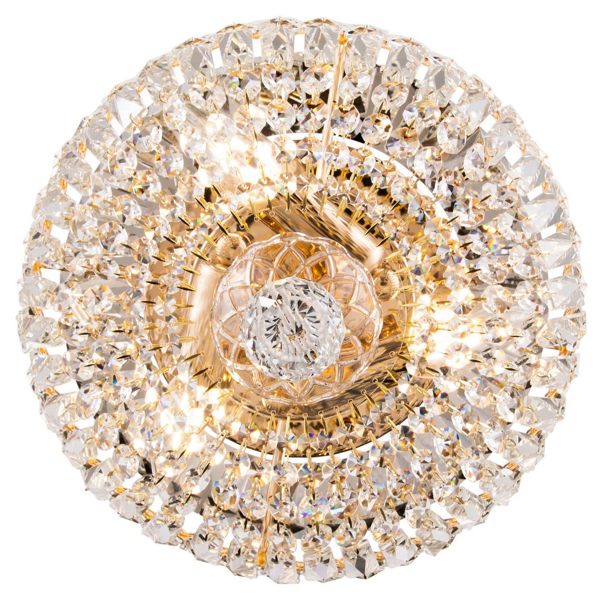 Kronleuchter Basfor 3xe14, Goldfarben Kristallglas - Goldfarben, Trend, Glas/Metall (30/18/30cm) - MAYTONI