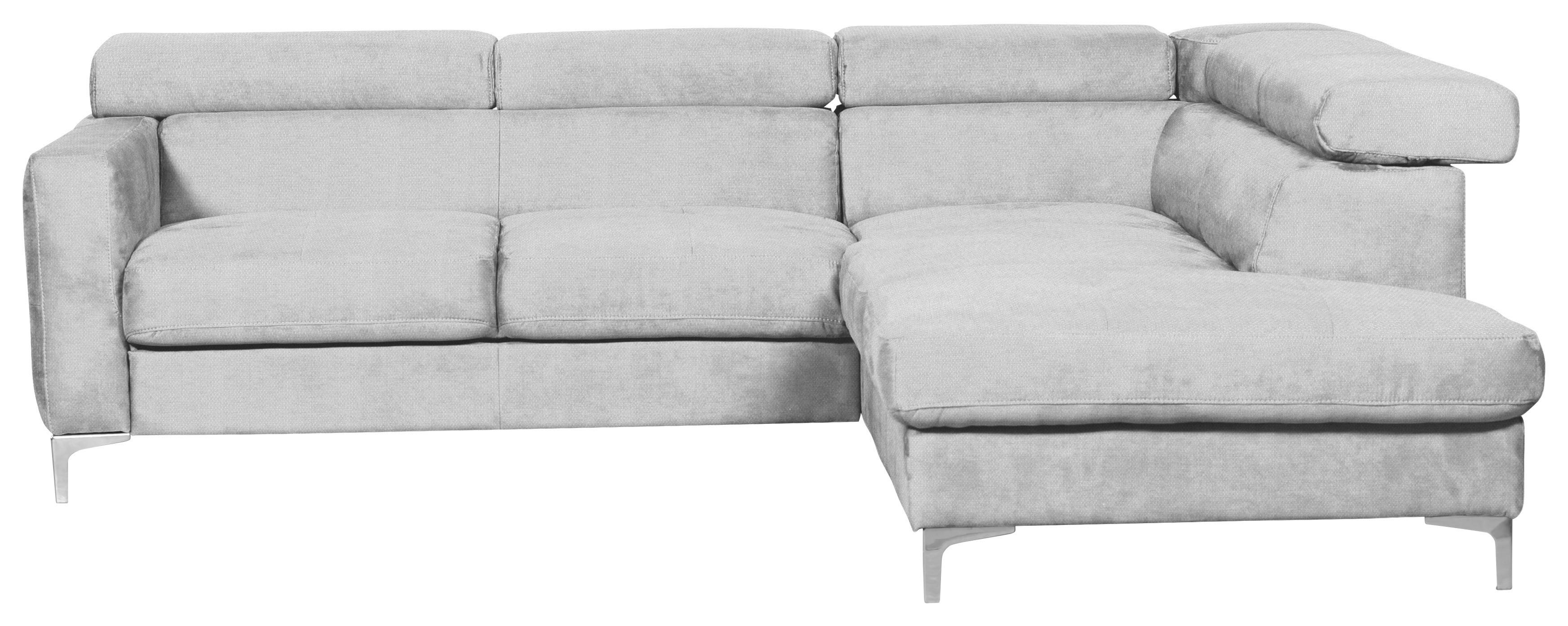 Ecksofa Sammy Hellgrau - Chromfarben/Hellgrau, Design, Textil (242/207cm) - Livetastic