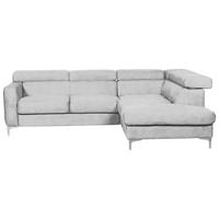 Ecksofa Sammy Hellgrau - Chromfarben/Hellgrau, Design, Textil (242/207cm) - Livetastic