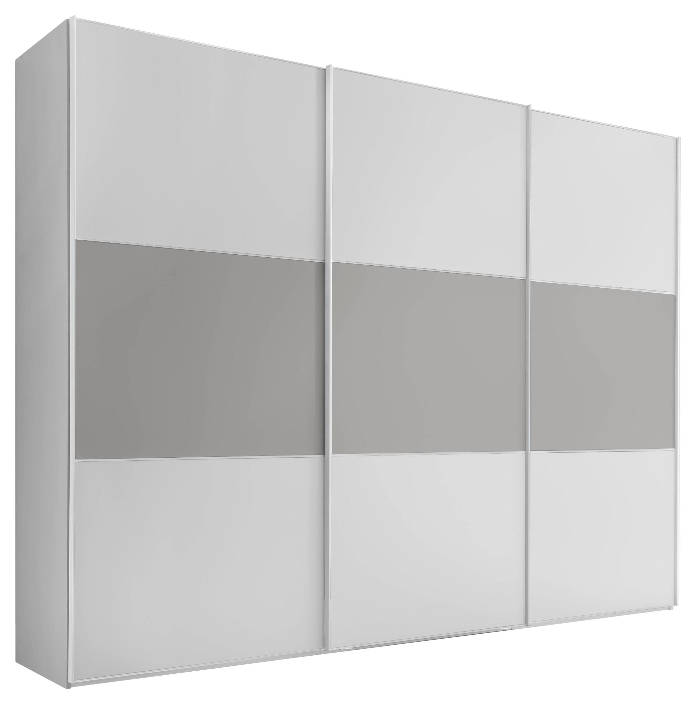 Schwebetürenschrank 336cm Includo, Weiß/Grau - Weiß/Grau, MODERN, Holzwerkstoff (336/222/68cm)