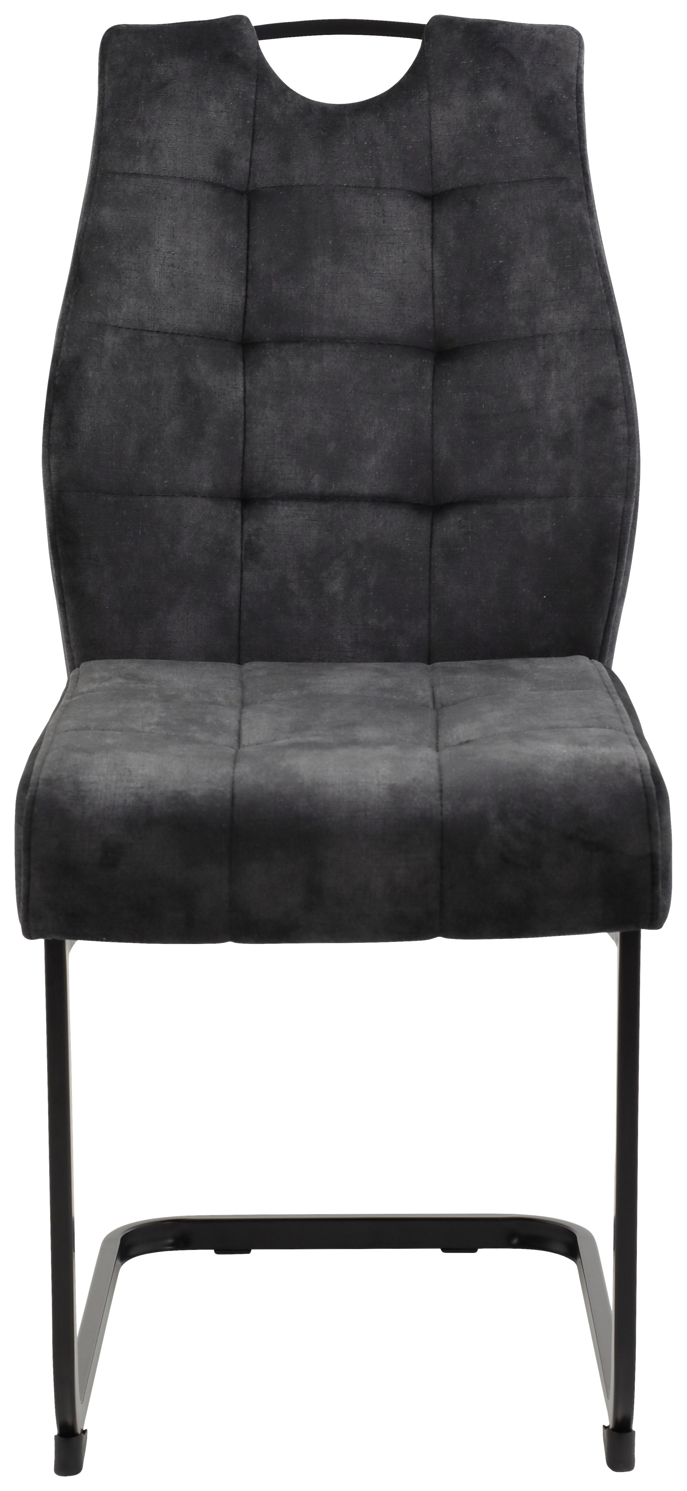 Stolička EMILIA antracitová - čierna/antracitová, Konventionell, kov/textil (43/95/61cm)