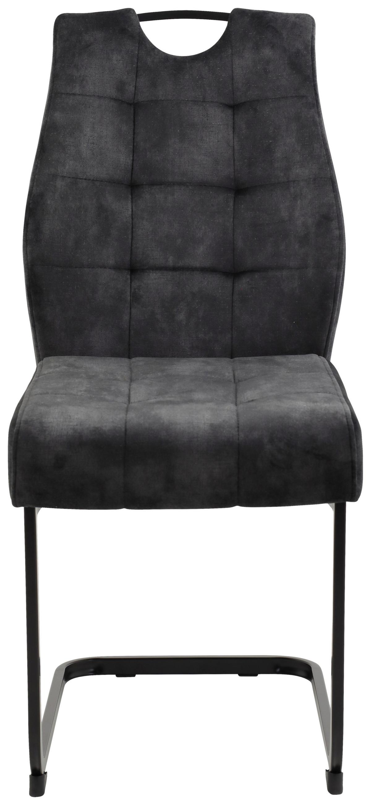 Szánkótalpas Szék Emília - fekete/antracit, Konventionell, textil/fém (43/95/61cm)