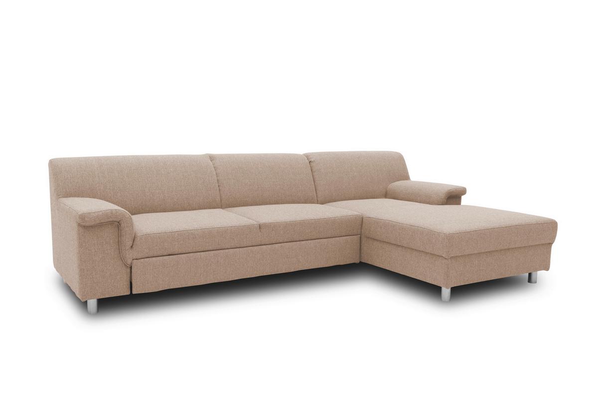 Ecksofa Mit Schlaffunktion Jamie Beige Webstoff - Chromfarben/Beige, KONVENTIONELL, Textil (252/150cm) - MID.YOU