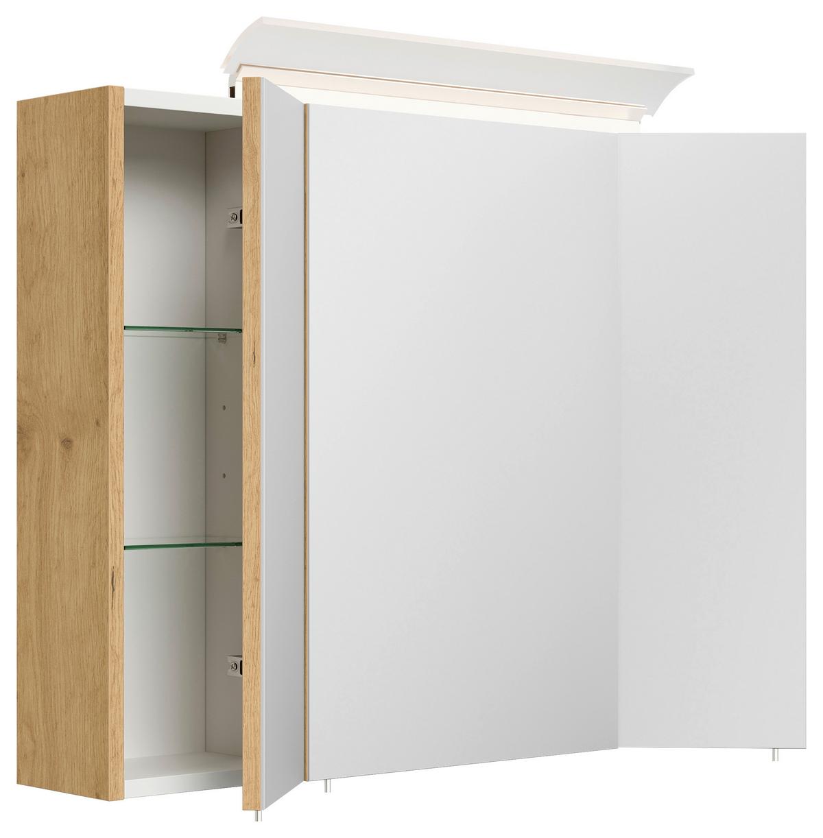 Spiegelschrank Eiche Dekor B: 80 Cm - Eichefarben, MODERN, Glas/Holzwerkstoff (80/62/17cm) - MID.YOU