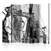 PARAVENT Schwarz Weiß B: 225 cm - Schwarz/Weiß, Basics, Holz/Textil (225/172/3cm) - artgeist