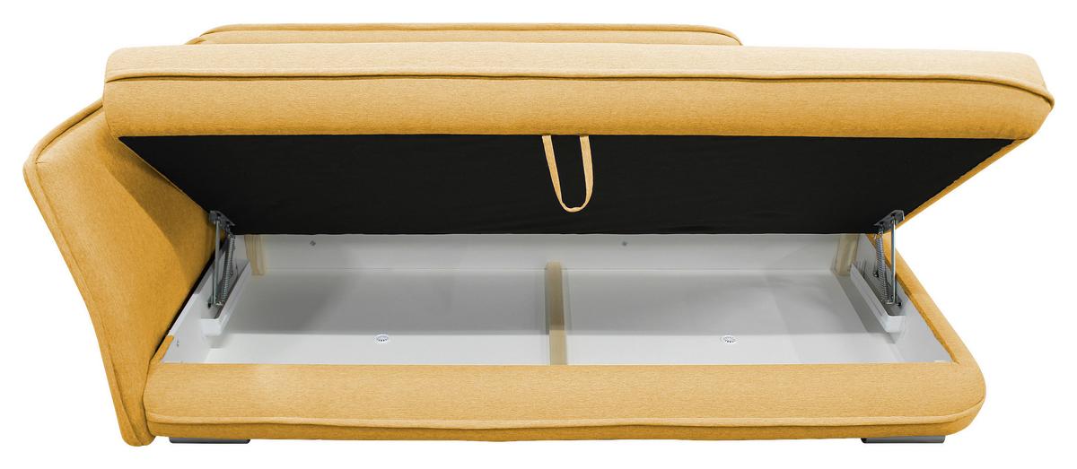 Liege Latte Gelb inkl. Bettkasten Ottomane Links - Gelb/Silberfarben, Design, Textil (107/84/99/224cm) - MID.YOU