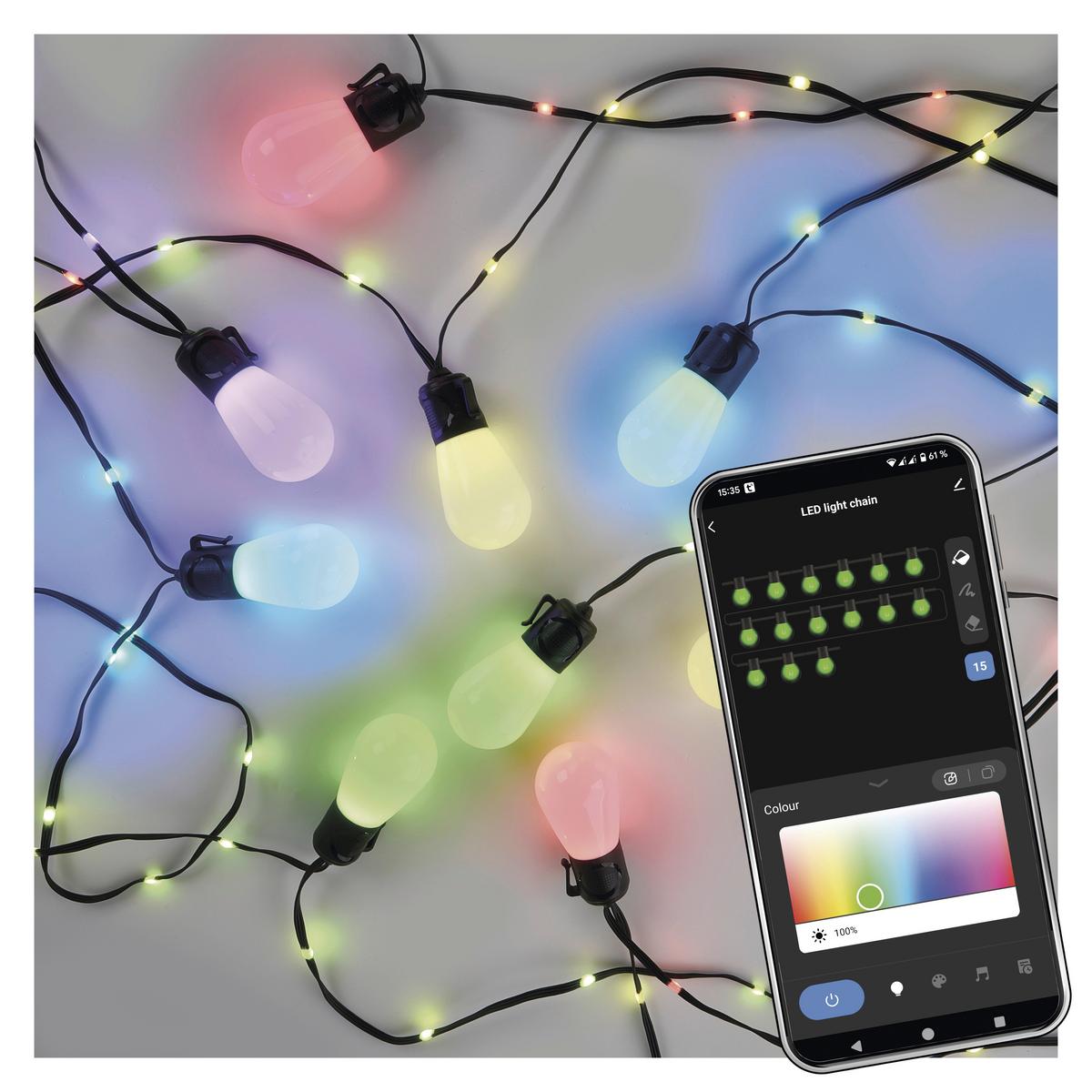 Led Fényfüzér Gosmart Kb. 15m - fekete, Basics, műanyag (1500cm)