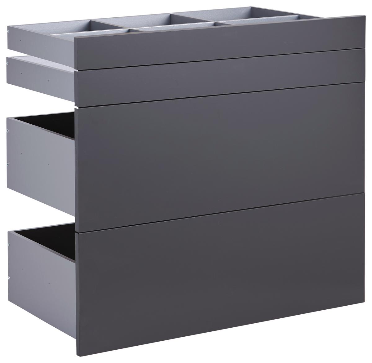 Schubladeneinsatz Unit Anthrazit B: 91 Cm 4 Fächer - Anthrazit, MODERN, Holzwerkstoff (91/83/47cm) - Ondega