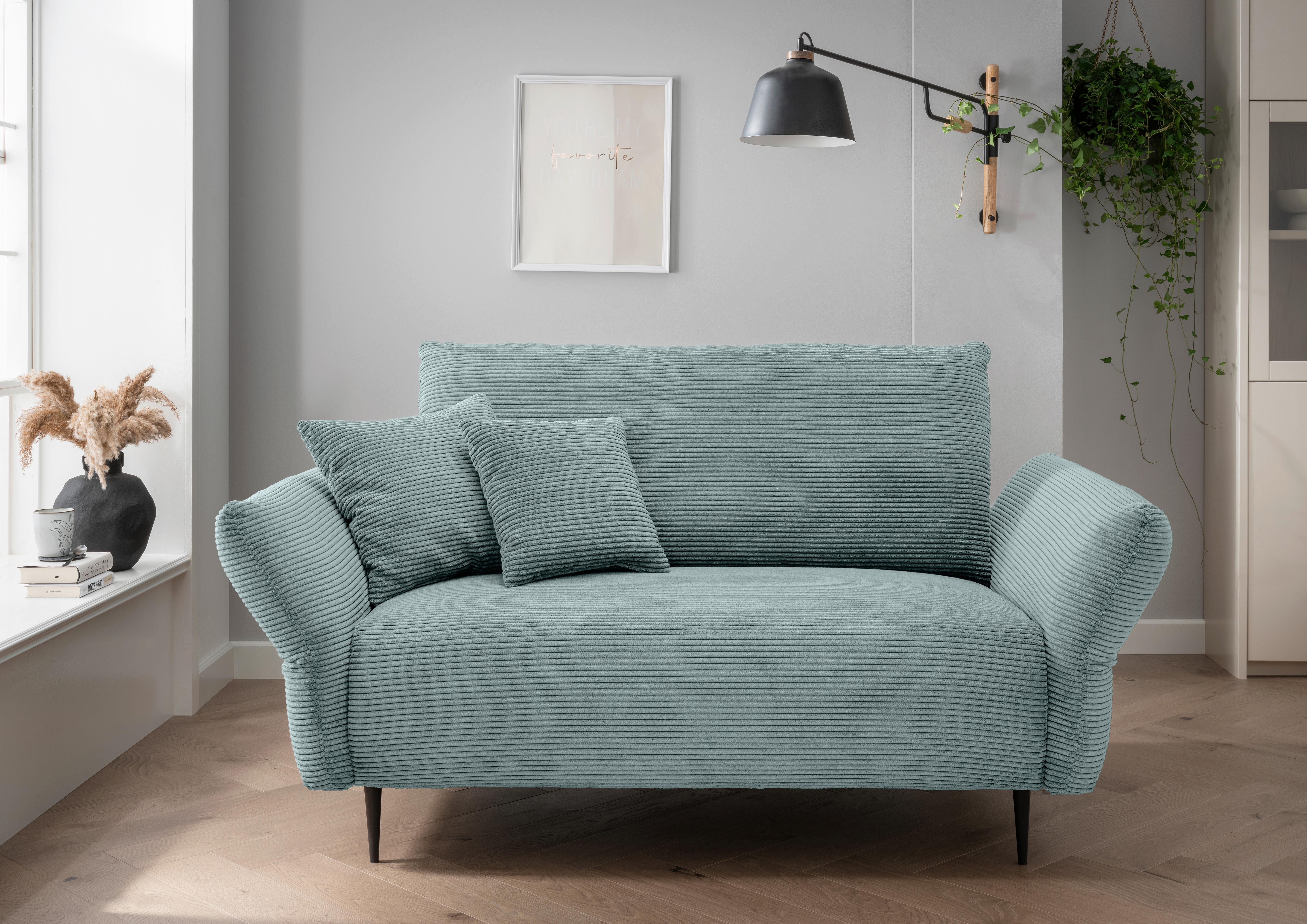 2-Sitzer-Sofa Vanilla Hellblau - Schwarz/Hellblau, Design, Textil (163/97/102cm) - Livetastic