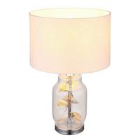 Tischleuchte Ginko 24141c - Chromfarben/Transparent, KONVENTIONELL, Glas/Textil (25/38cm) - Globo