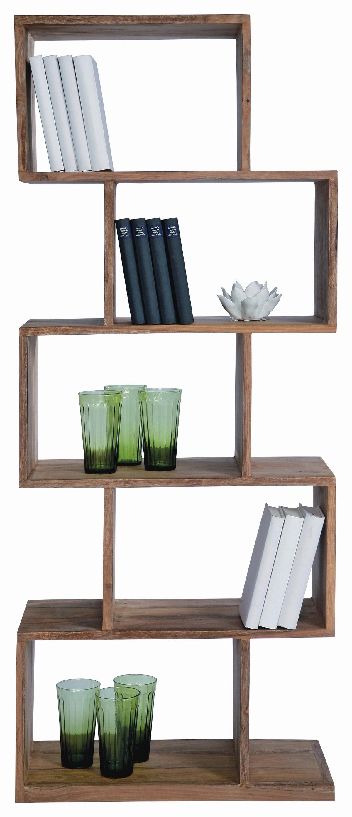 Regal Echtholz Zick Zack B: 60cm Sheeshamfarben - Sheeshamfarben, Design, Holz (60/150/30cm) - Kare-Design