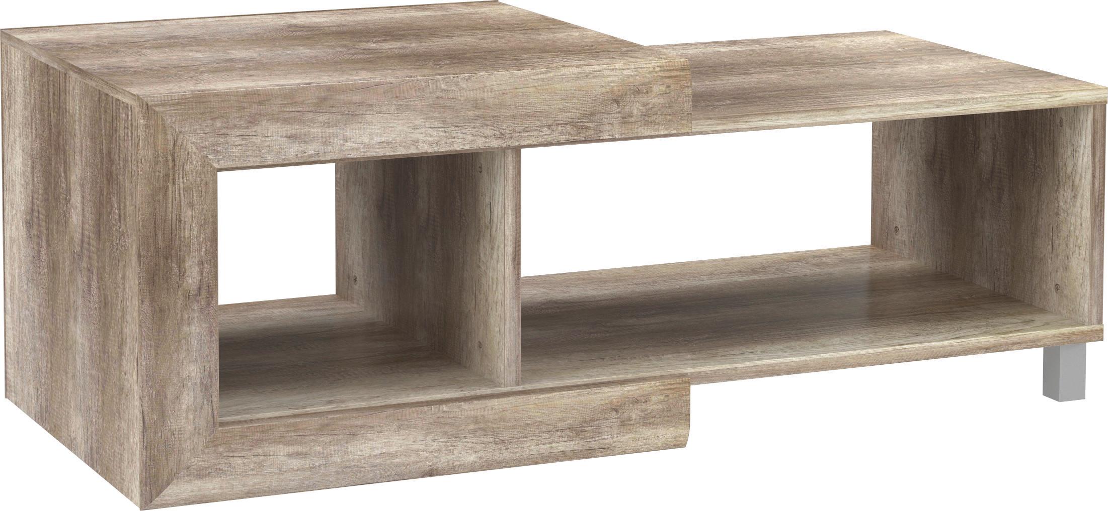 Dohányzóasztal Genetic - krómszínű/tölgyfa színű, Konventionell, műanyag/faalapú anyag (131,2/49/60,2cm)