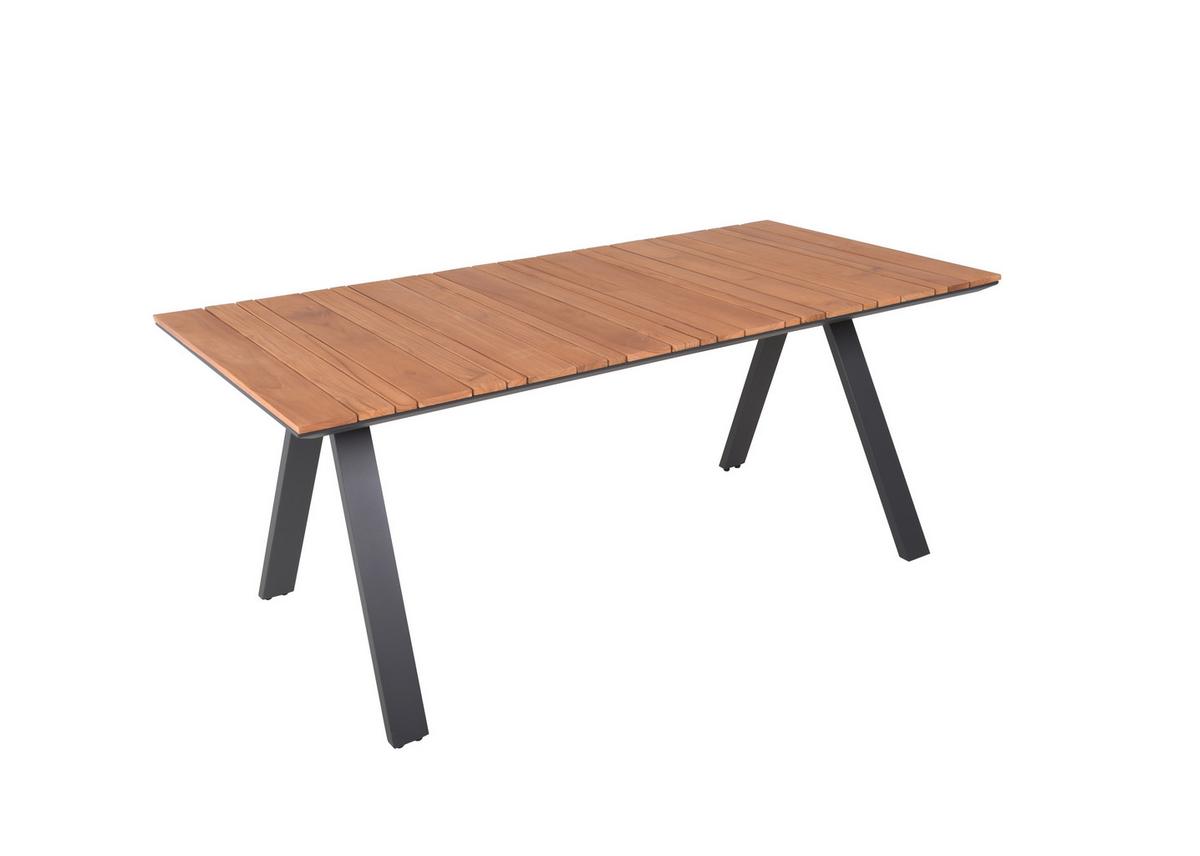 Gartentisch Davina - Anthrazit/Braun, Basics, Holz/Metall (90/74/180cm) - Gardenson