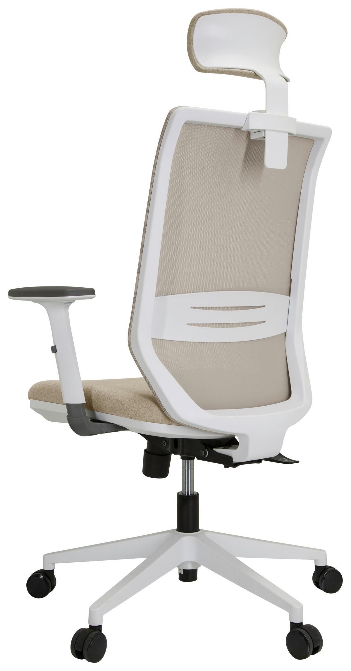 Bürostuhl Profondp Pro Weiß/Beige Bis 120 Kg - Beige/Weiß, Basics, Kunststoff/Textil (70/117/62cm) - MID.YOU