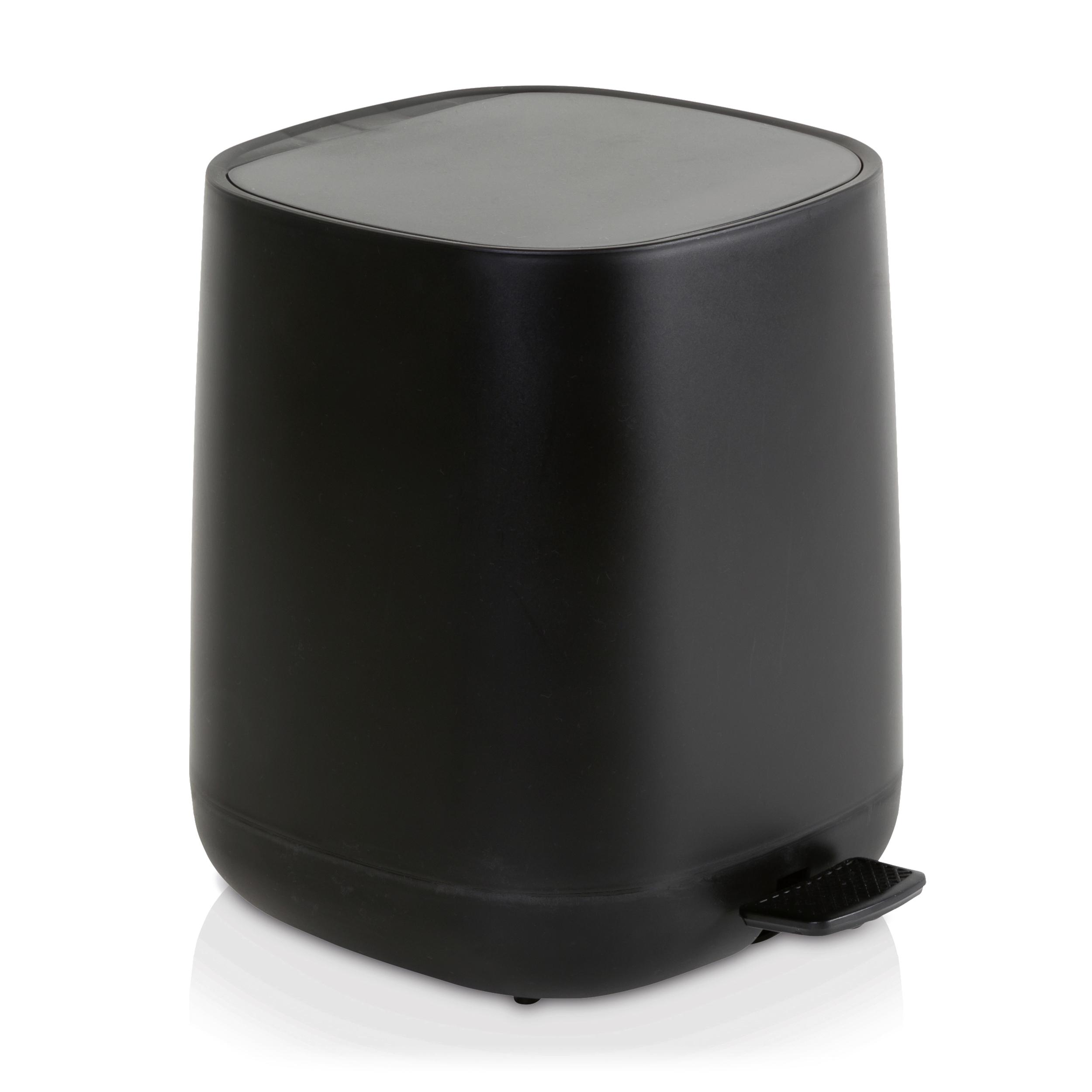 Mülleimer Velvet mit Deckel 5l Kunststoff Schwarz - Schwarz, Basics, Kunststoff (27/23/27cm) - Moeve