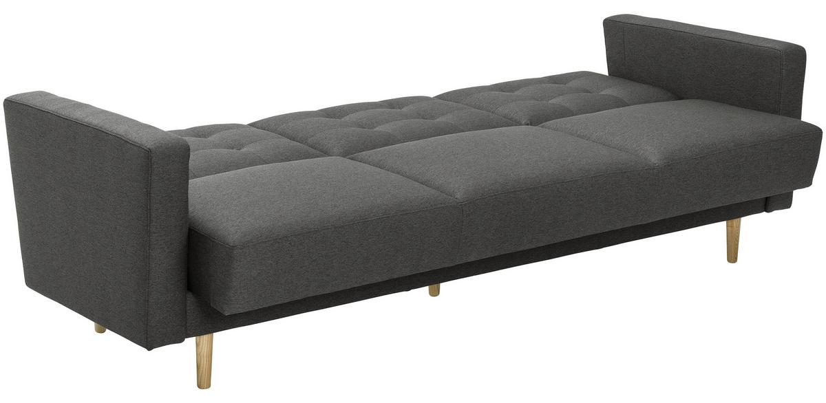 3-Sitzer-Sofa + Schlaffunktion Jasmin mit Armlehnen Anthrazit - Eschefarben/Anthrazit, MODERN, Textil (224/81/83cm) - Max Winzer