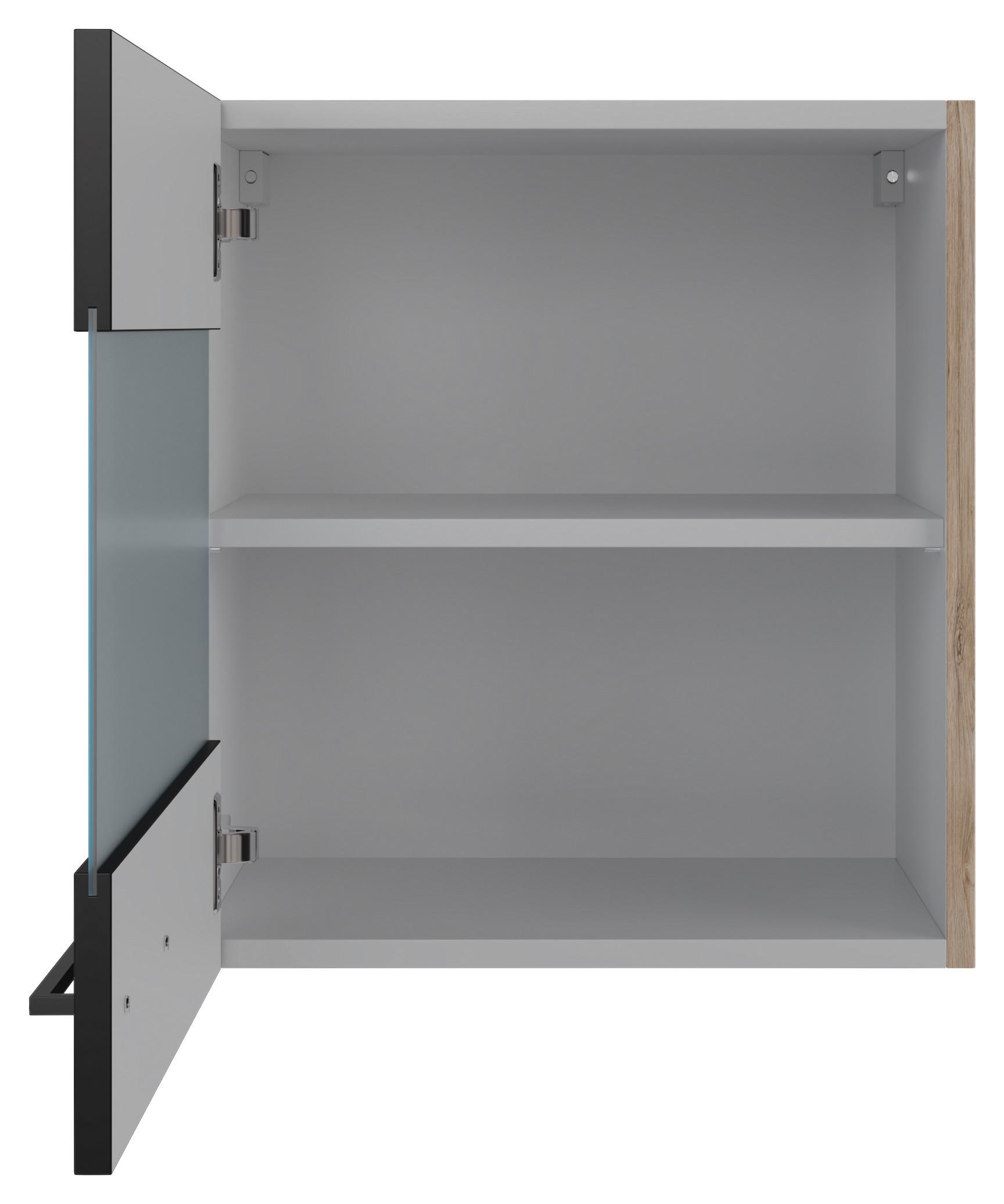 Küchenoberschrank Capri Eiche/Schwarz - Klar/Eichefarben, KONVENTIONELL, Holzwerkstoff (50/54,8/32cm) - FlexWell