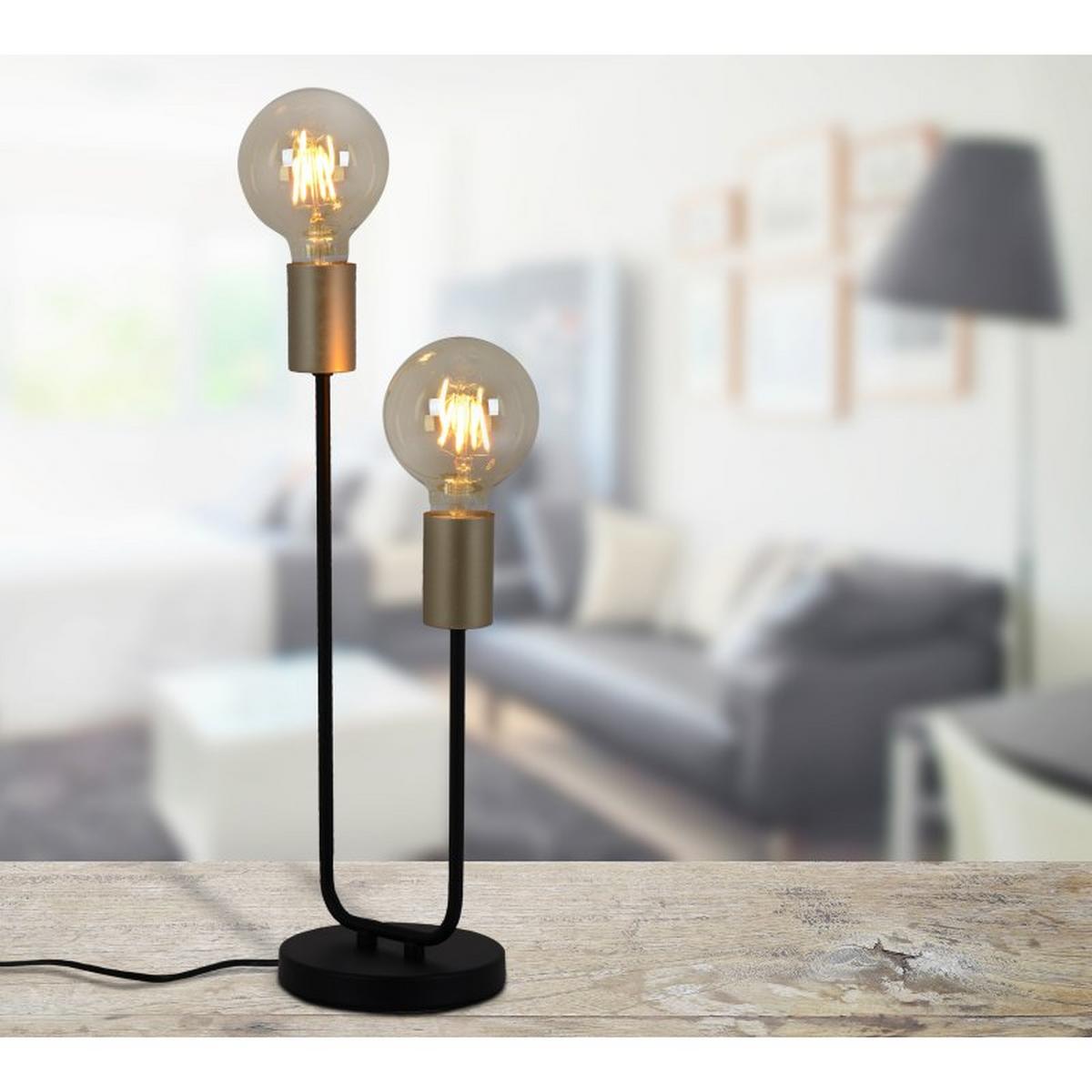 Tischlampe Schwarz/gold Ohne Schirm - Goldfarben/Schwarz, Design, Kunststoff/Metall (14/45,3cm) - Näve