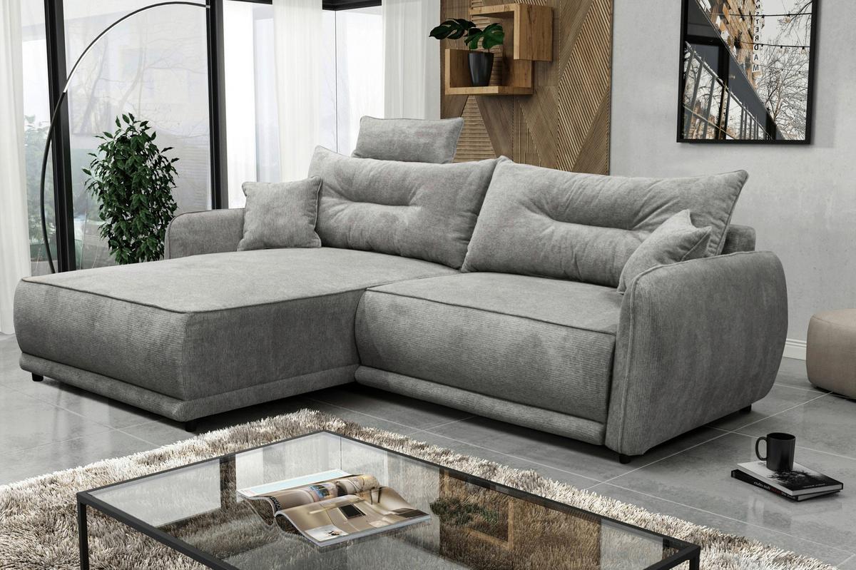 Ecksofa Fresh Grau 195x264 cm - Beige/Schwarz, Design, Textil (195/264cm) - MID.YOU