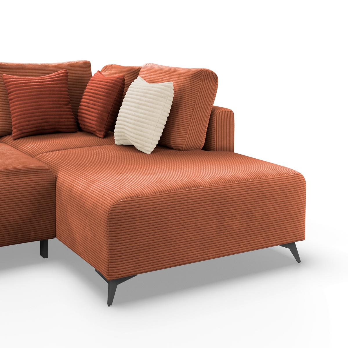 Ecksofa Mit Schlaffunktion Lincoln Kupfer Cord 270x212 Cm - Schwarz/Kupferfarben, MODERN, Textil (270/212cm)