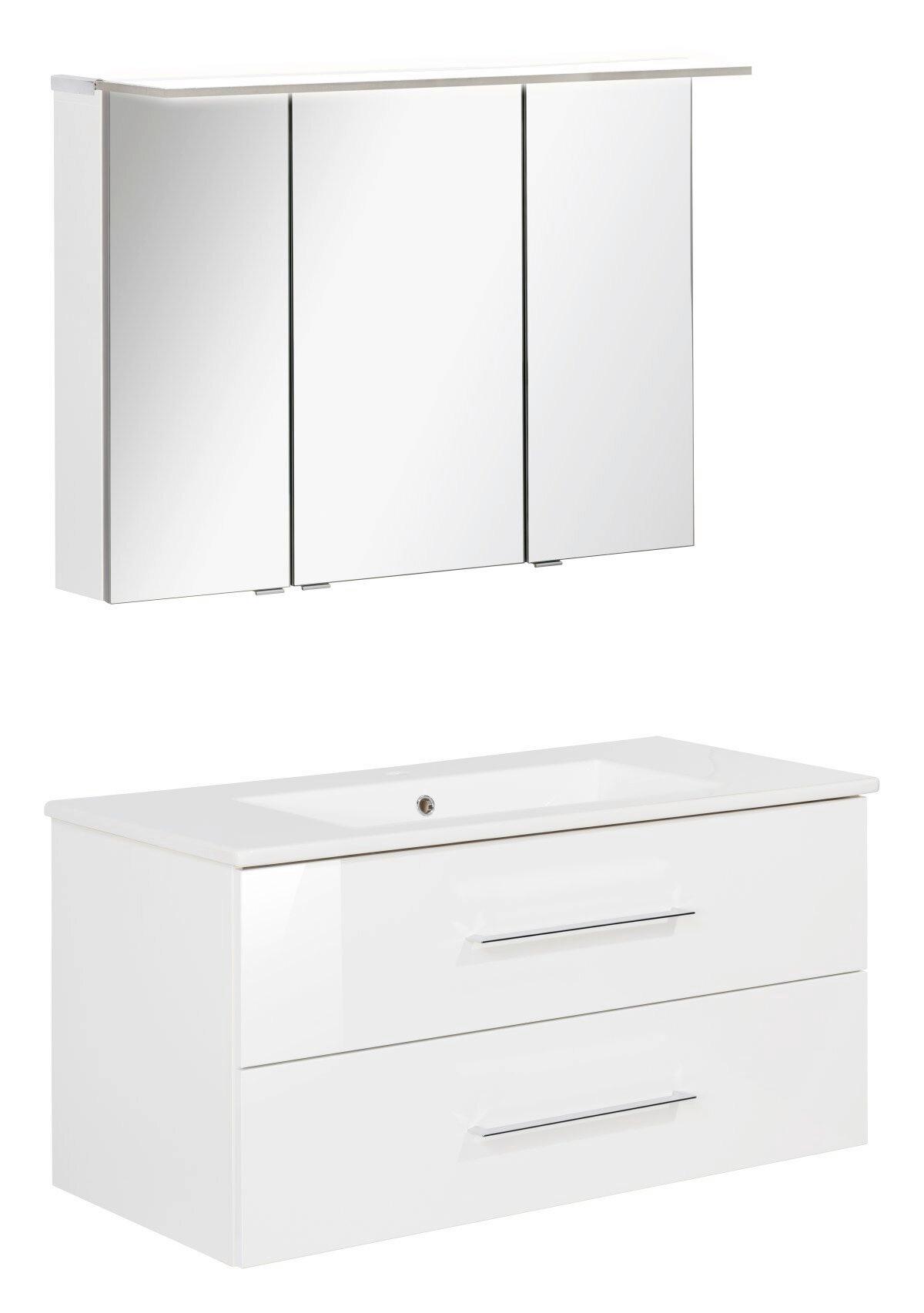 Badezimmer B.Perfekt Weiß 3-Teilig - Weiß Hochglanz/Weiß, Basics, Glas/Keramik (103cm) - MID.YOU
