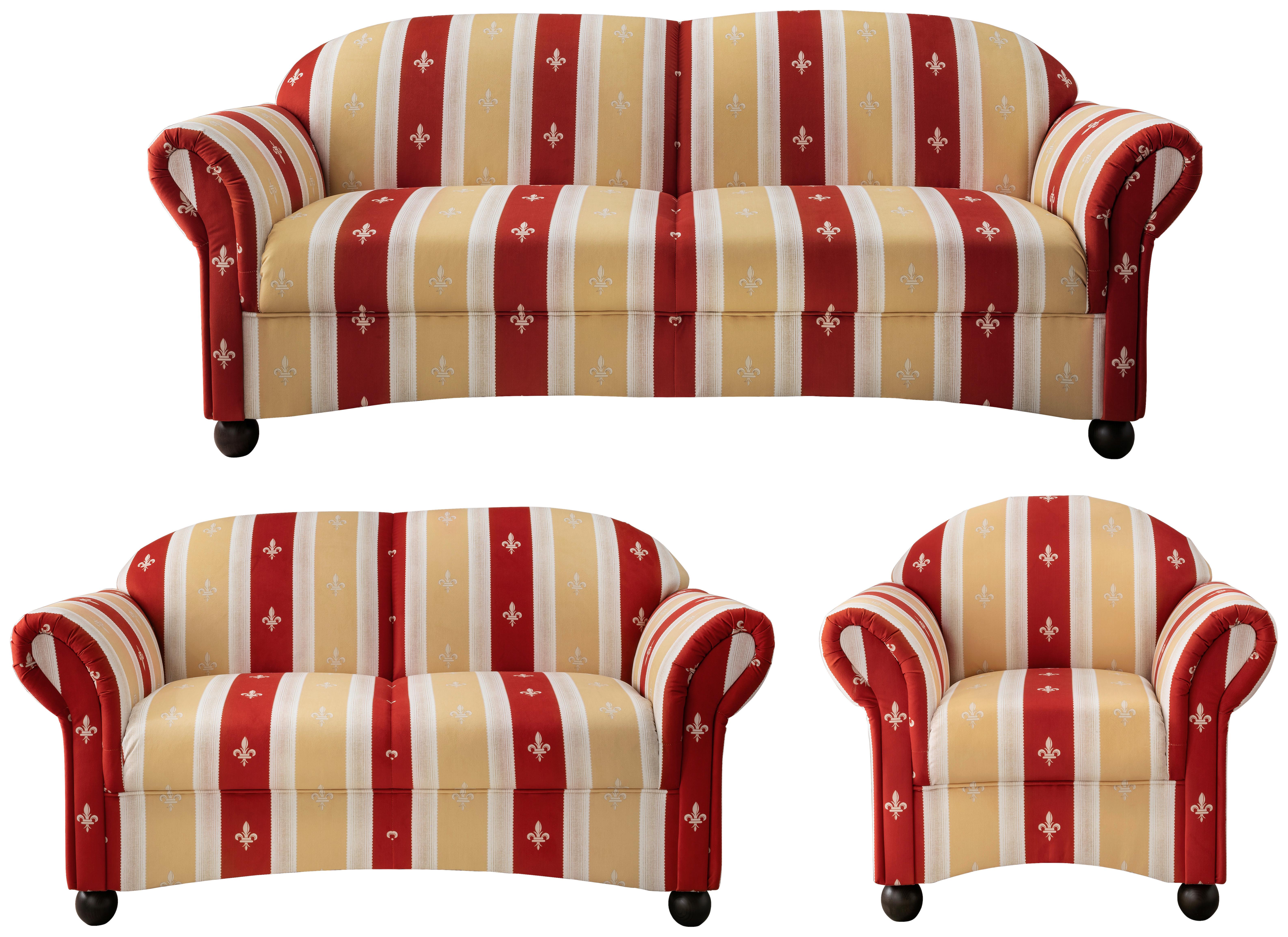 Sitzgarnitur Torello 3-Teilig Rot - Wengefarben/Rot, KONVENTIONELL, Textil (439/84/80cm) - Livetastic