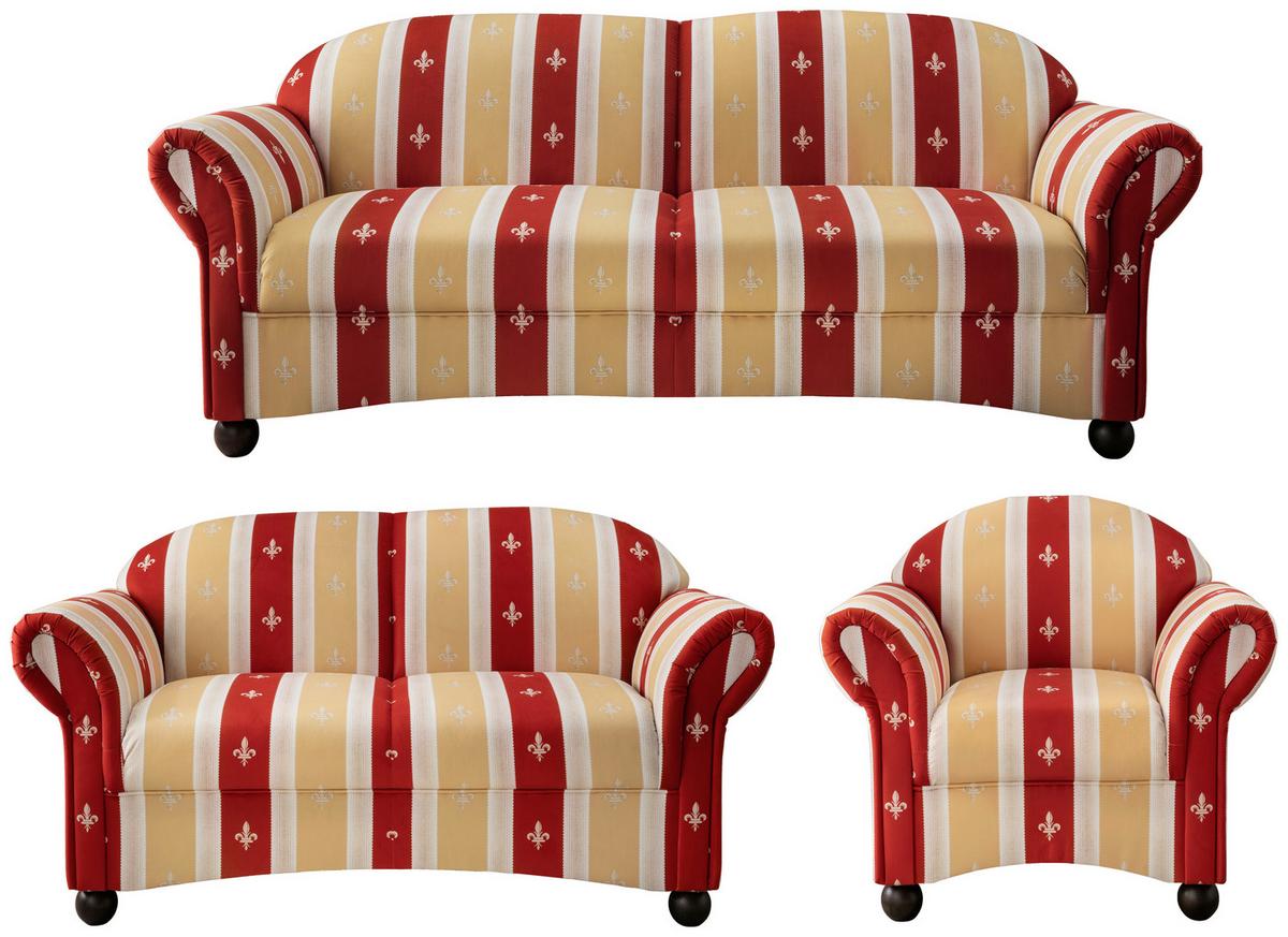 Sitzgarnitur Torello 3-teilig Rot - Wengefarben/Rot, KONVENTIONELL, Textil (439/84/80cm) - Livetastic