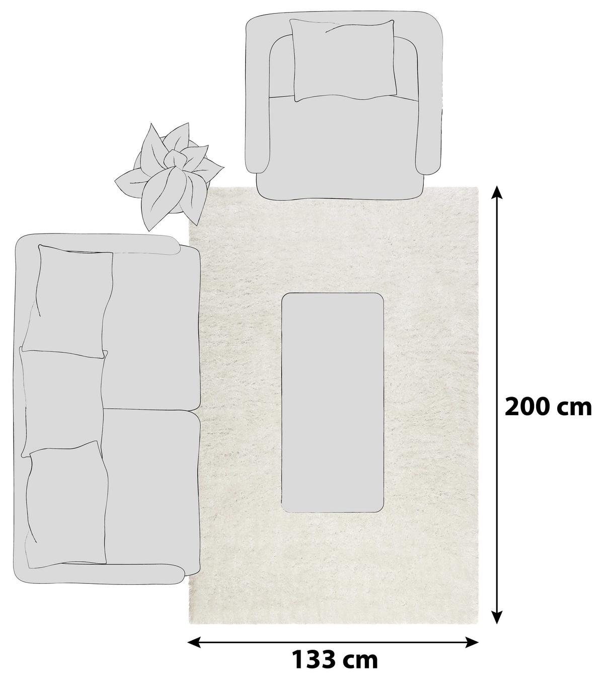 Hochflorteppich Shiny Touch Weiß/Silberfarben 133x200 cm - Weiß, KONVENTIONELL, Textil (133/200cm) - WECON HOME