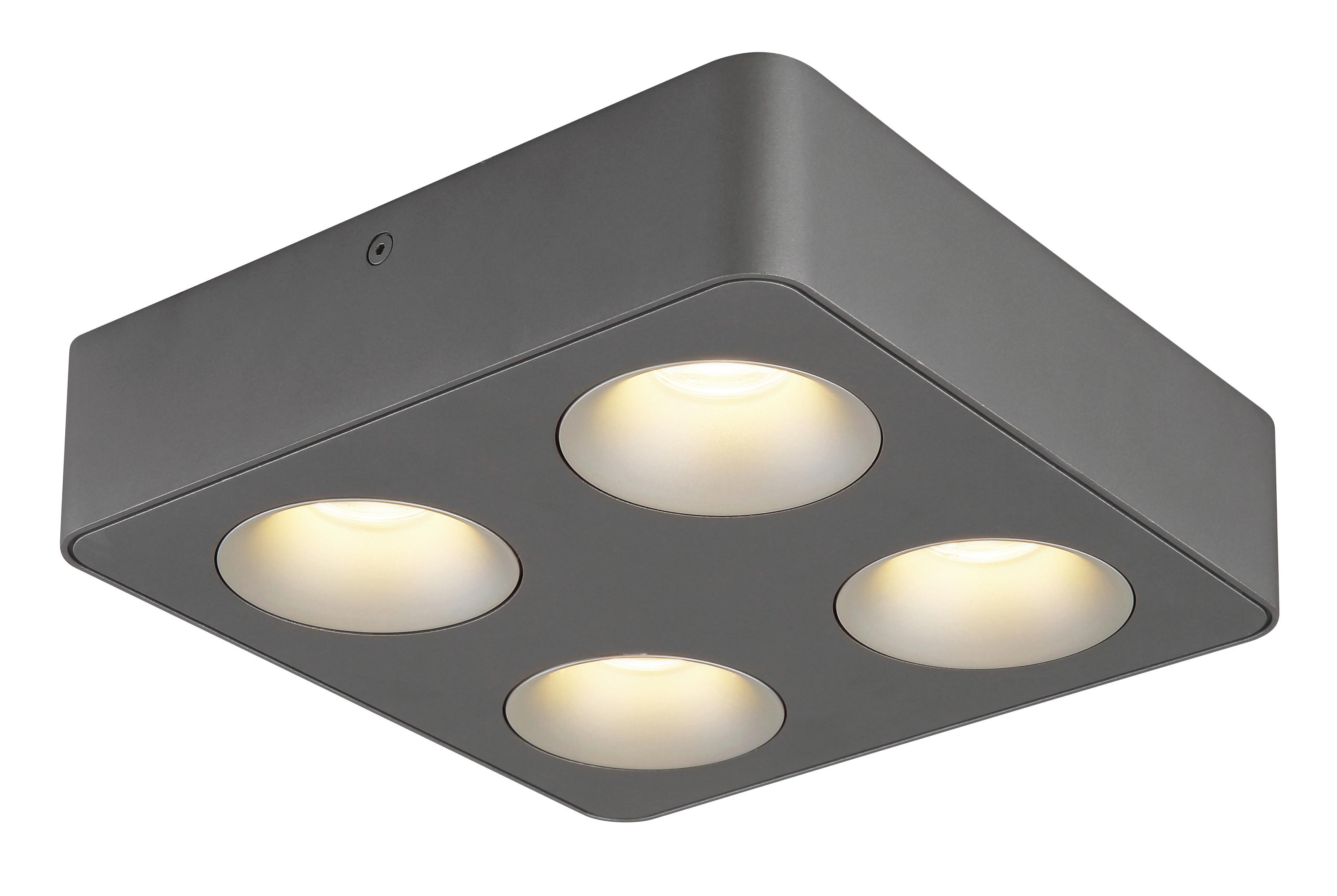 Led-strahler 43100-4 - Klar/Dunkelgrau, KONVENTIONELL, Kunststoff/Metall (22,4/22,4/5,5cm) - Globo