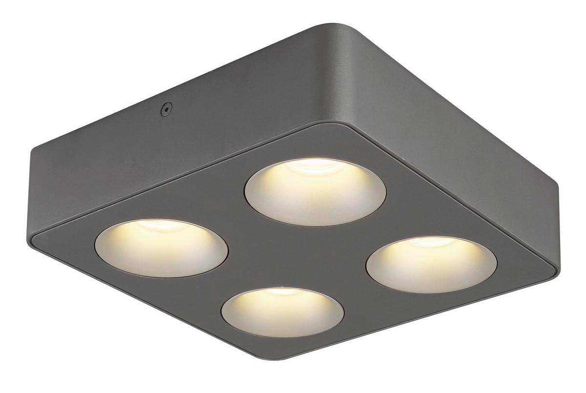 Led-strahler 43100-4 - Klar/Dunkelgrau, KONVENTIONELL, Kunststoff/Metall (22,4/22,4/5,5cm) - Globo