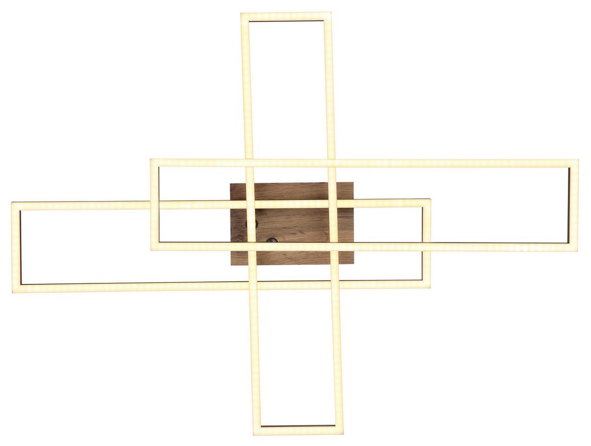 Led-deckenleuchte 67208-40 Dakari - Chromfarben/Dunkelbraun, Design, Holzwerkstoff/Kunststoff (80/60/10cm) - Globo