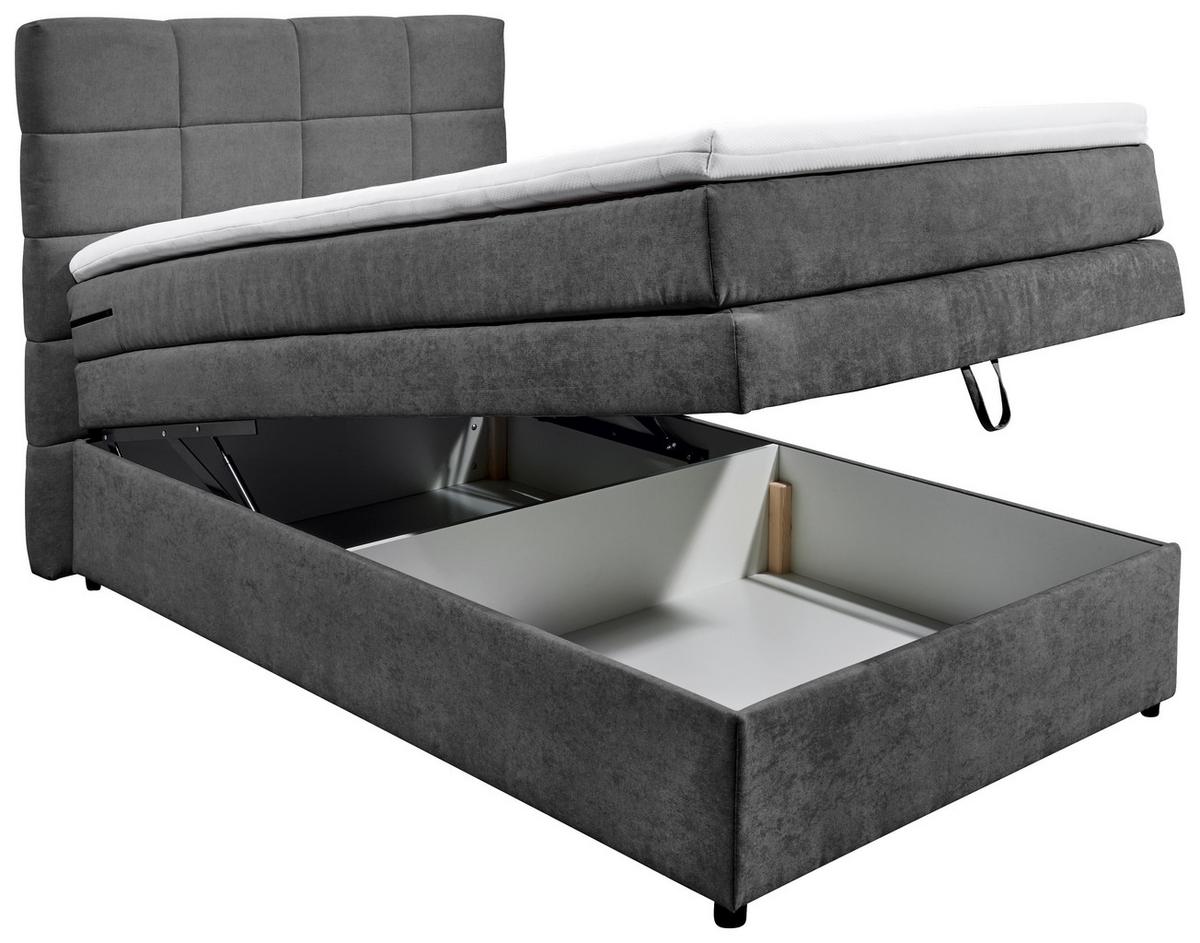 Boxspringbett Mit Topper & Bettkasten 120x200 Tacoma 3 - Anthrazit, KONVENTIONELL (120/200cm) - MID.YOU