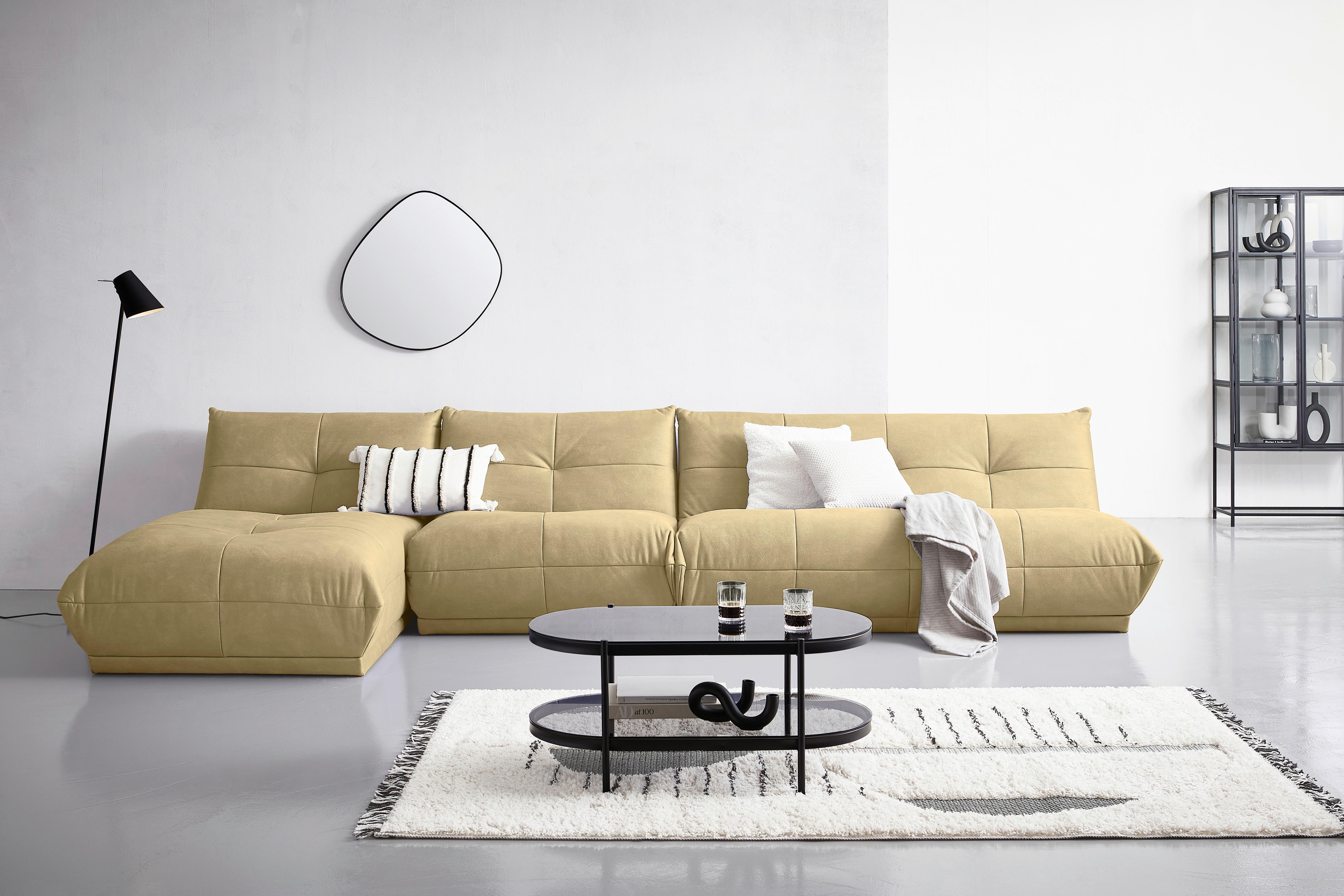 Ecksofa Giselle Beige - Beige, Trend, Textil (185/390cm) - Livetastic