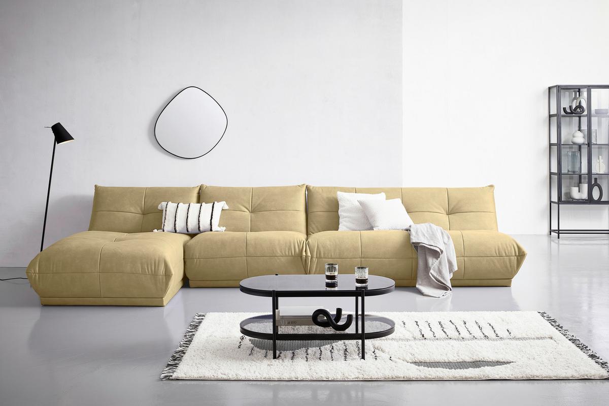 Ecksofa Giselle Beige - Beige, Trend, Textil (185/390cm) - Livetastic